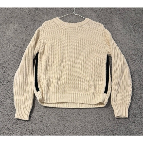 Tory Burch White Ribbed Knit Sweater Striped‎ Sides Size XS - Picture 1 of 9